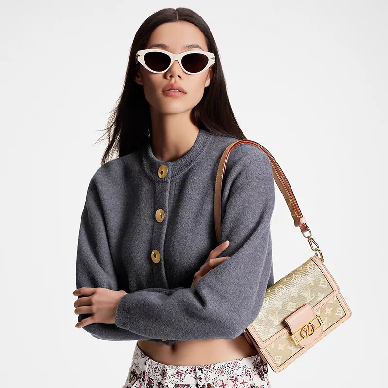 CAT EYE SUNGLASSES 576885 IN WHITE AND GOLD ACETATE