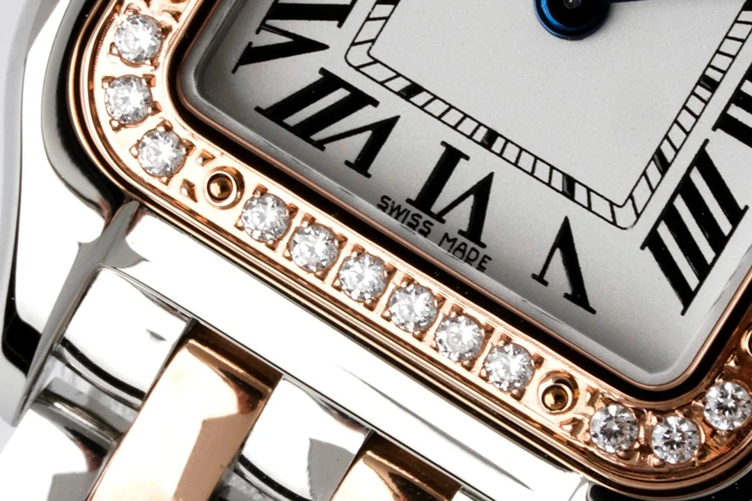 PANTHERE DE CARTIE 22MM QUARTZ ROSE GOLD STEEL WHITE DIAL