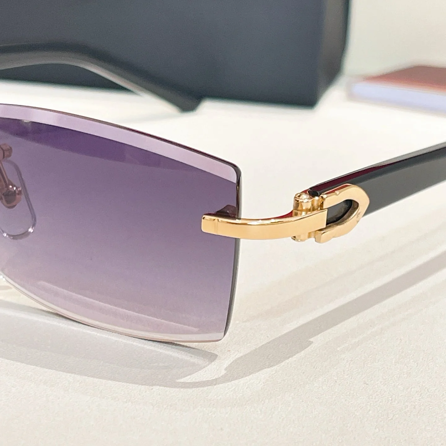 C DE RIMLESS RECTANGULAR FRAME SUNGLASSES  571828 IN METAL