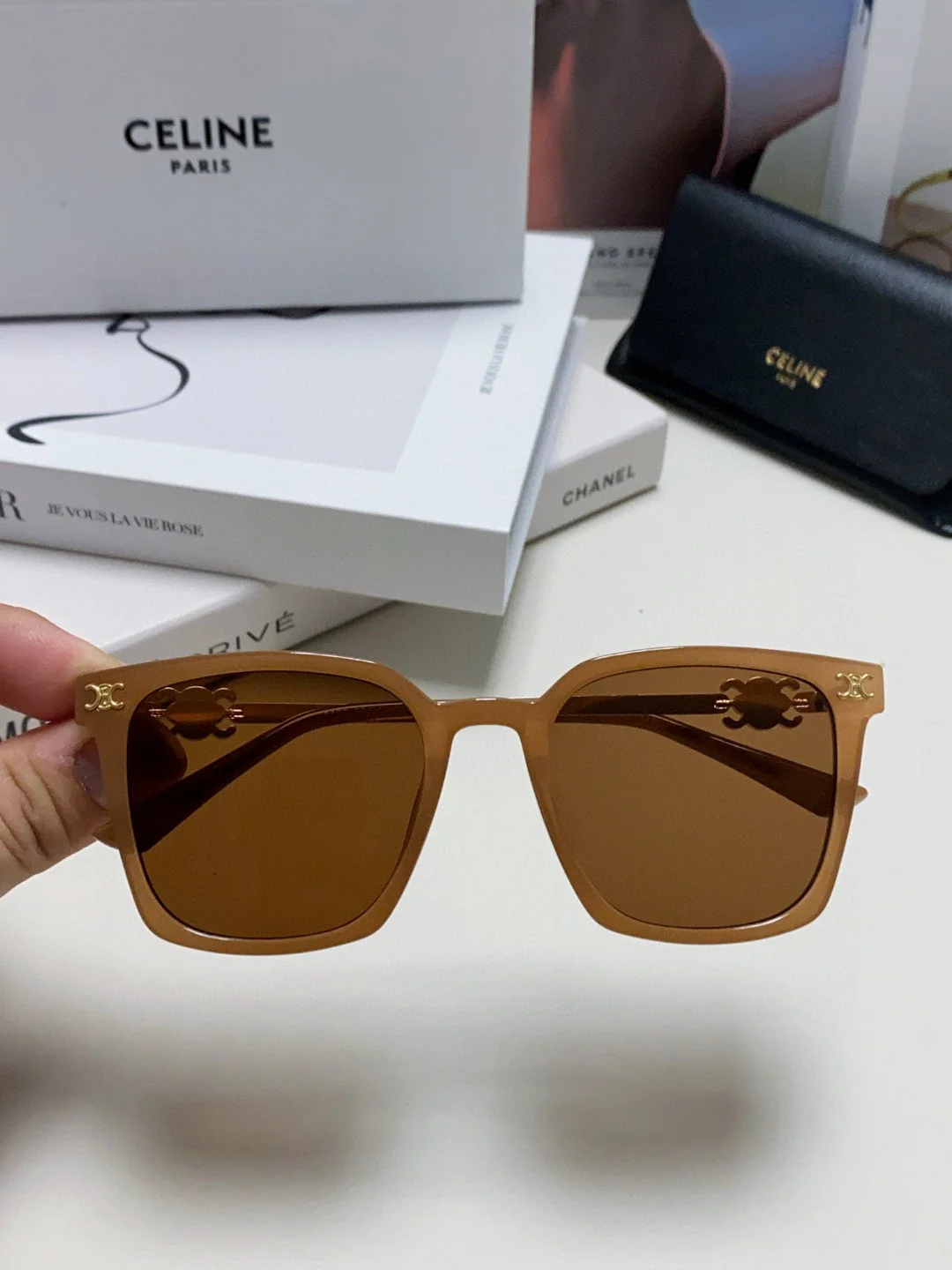 TRIOMPHE SUNGLASS 497816 IN NUDE METAL