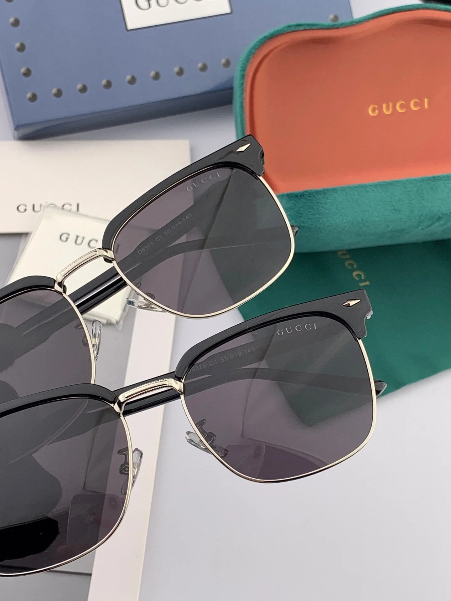 SQUARE METAL AND ACETATE SUNGLASSES G5637