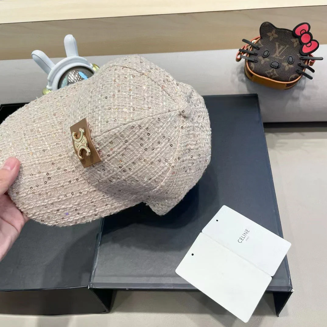 BASEBALL CAP MODEL 650506 IN BEIGE TEXTURED SPARKLE FABRIC
