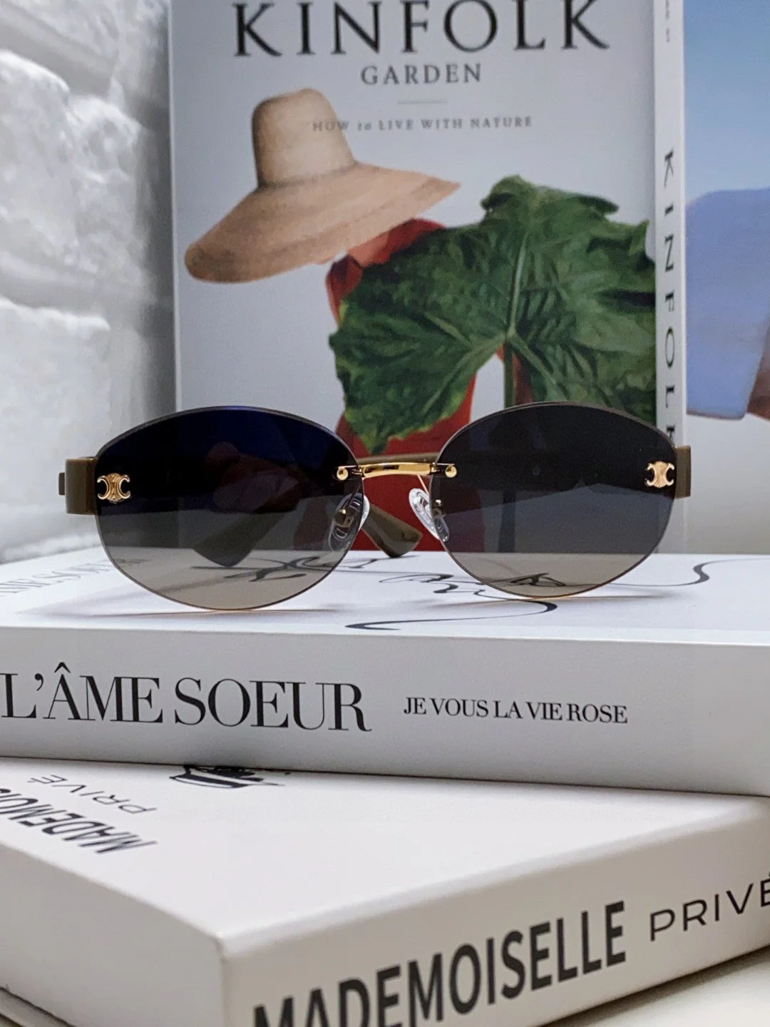 TRIOMPHE SUNGLASSES 573246 IN TAUPE BROWN METAL GRADIENT SMOKE LENSES