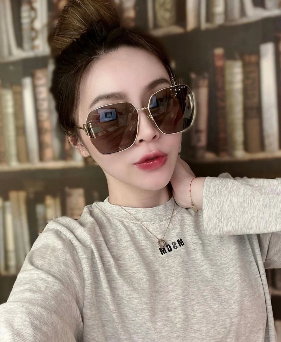 SQUARE FRAME SUNGLASSES 570217 IN METAL