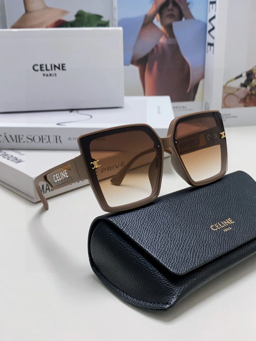 TRIOMPHE SUNGLASSES 573254 IN CAMEL ACETATE