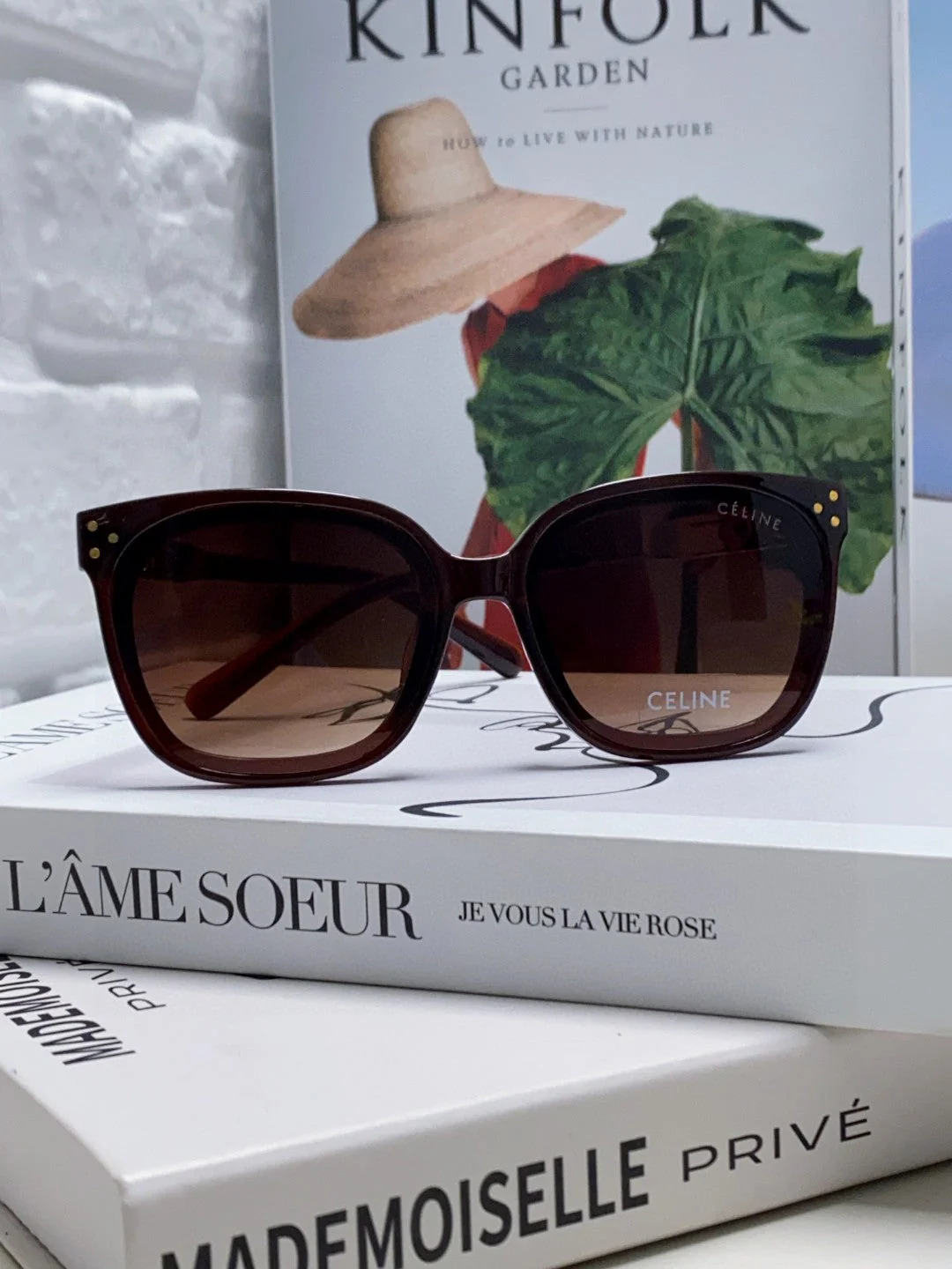 TRIOMPHE SUNGLASSES 573248 IN BROWN ACETATE METAL LOGO