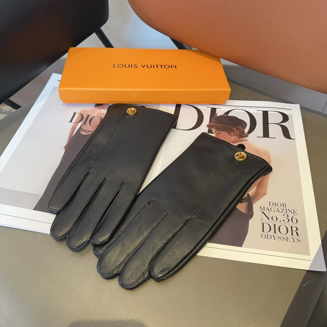 LV GLOVES IN BLACK LAMBSKIN 466819