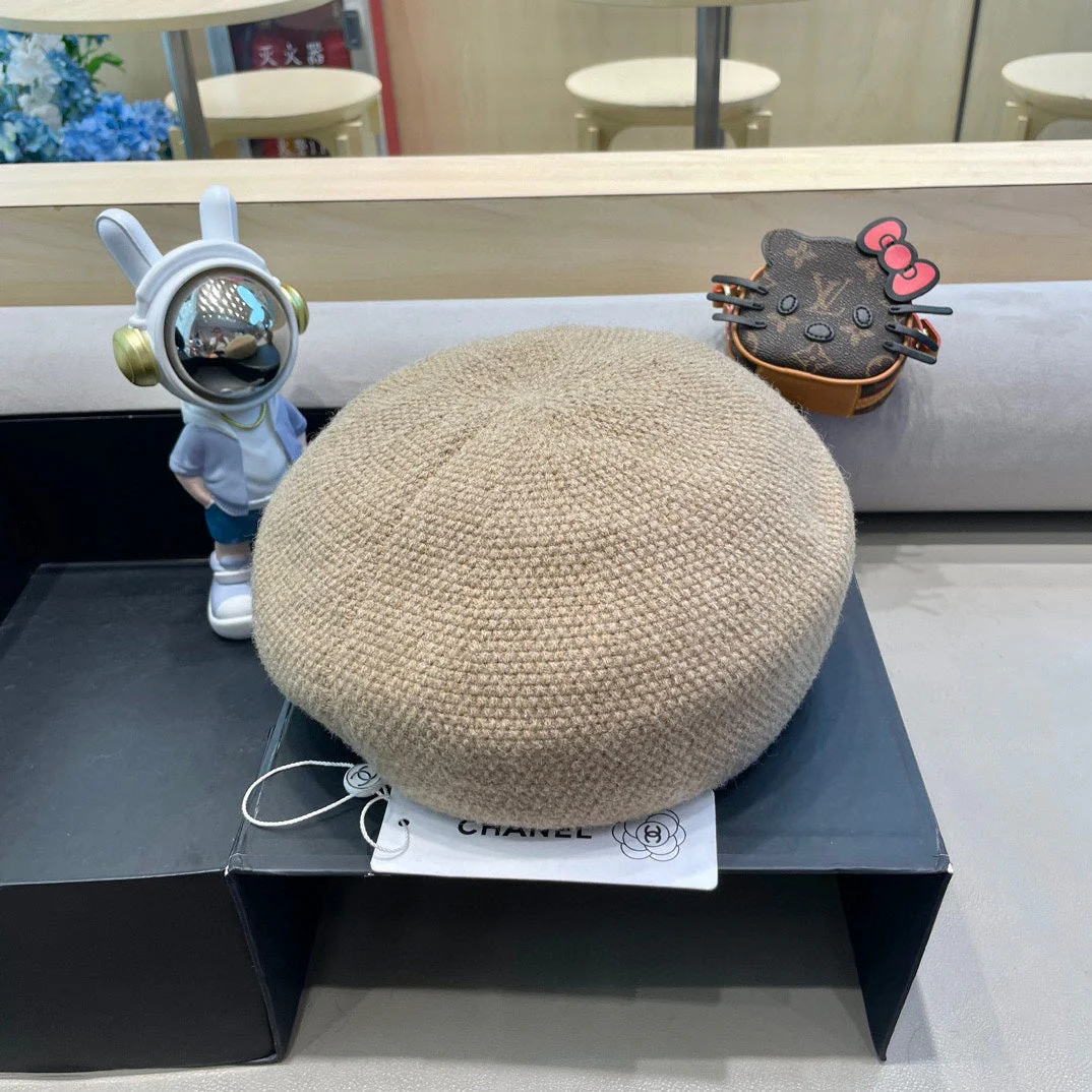 BERET HAT IN ECRU TAN COTTON AND LINEN 417834