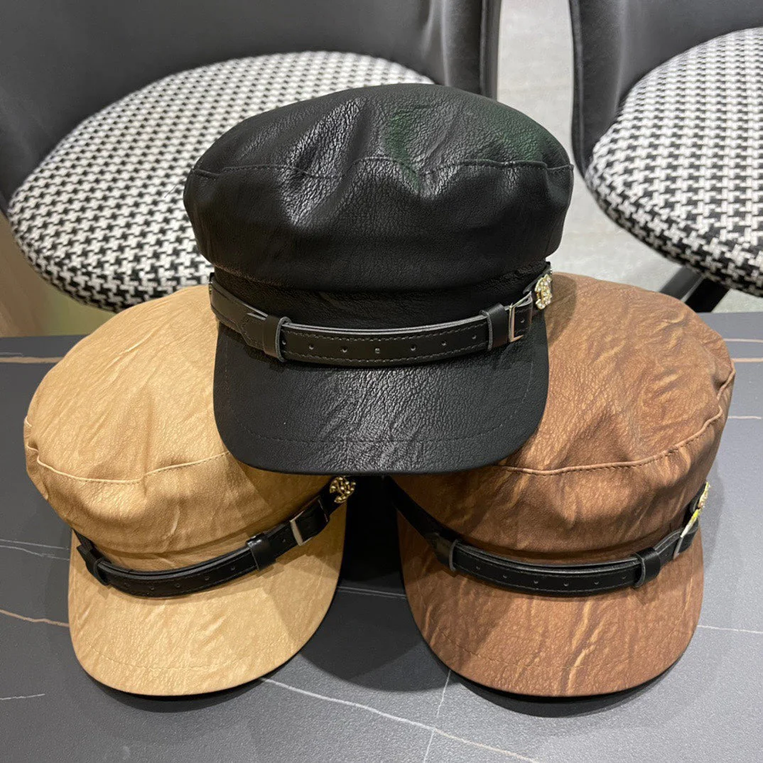 BAKER BOY CAP IN PEANUT BROWN CALFSKIN 420948