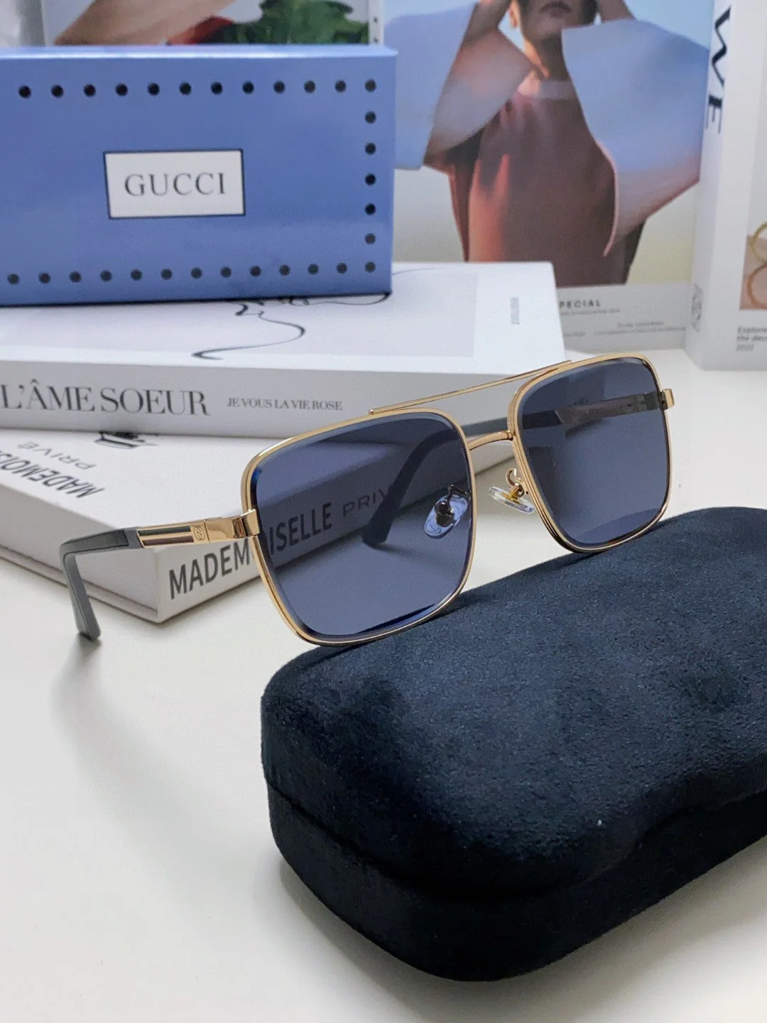 SQUARE FRAME SUNGLASSES 570213 IN METAL