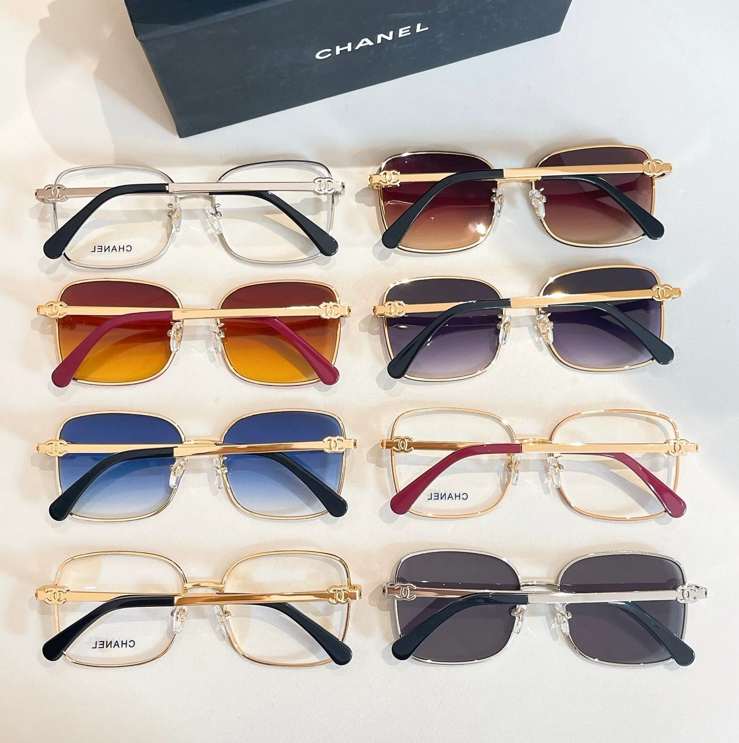 RECTANGULAR SUNGLASSES CH2219 IN METAL