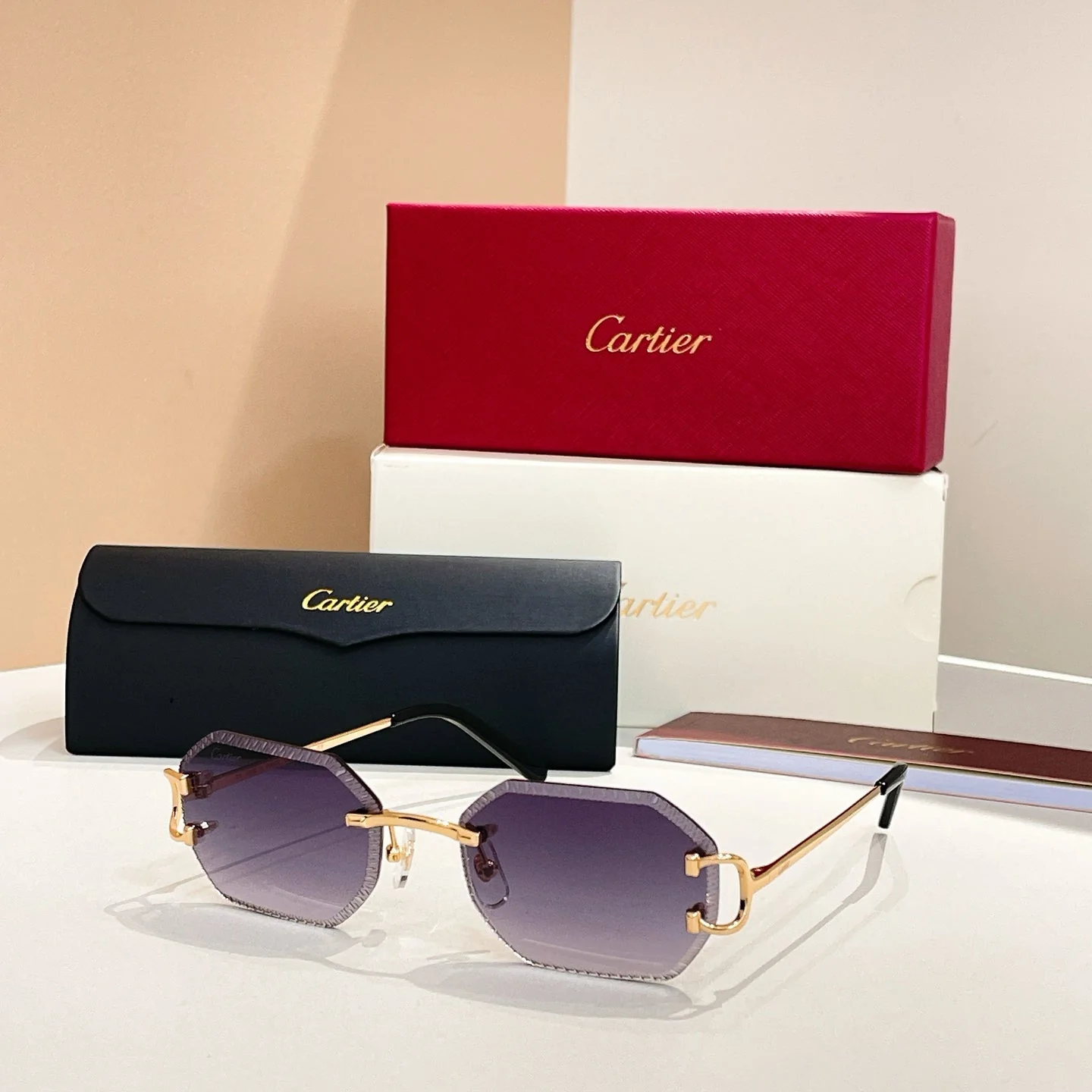 C DE RIMLESS GEOMETRIC FRAME SUNGLASSES CT0092O IN METAL