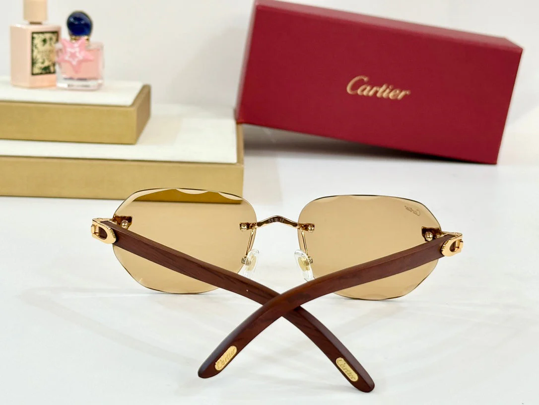 C DE RIMLESS GEOMETRIC FRAME SUNGLASSES 547386 IN METAL AND WOODEN