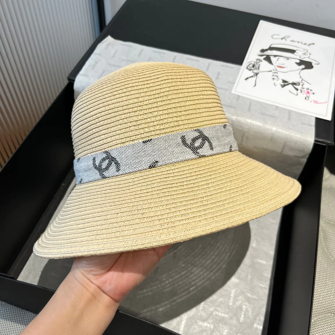 STRAW BUCKET HAT IN BEIGE WITH RIBBON BOW 673979