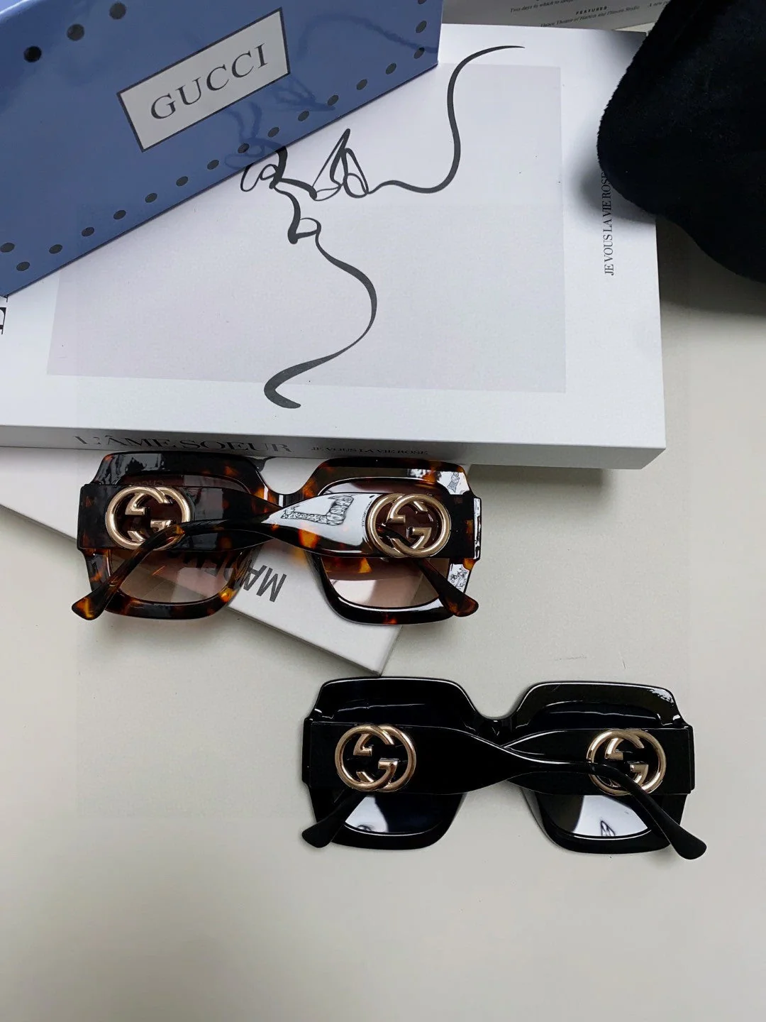 SQUARE FRAME SUNGLASSES GG0178S IN ACETATE EMBOSSED LOGO