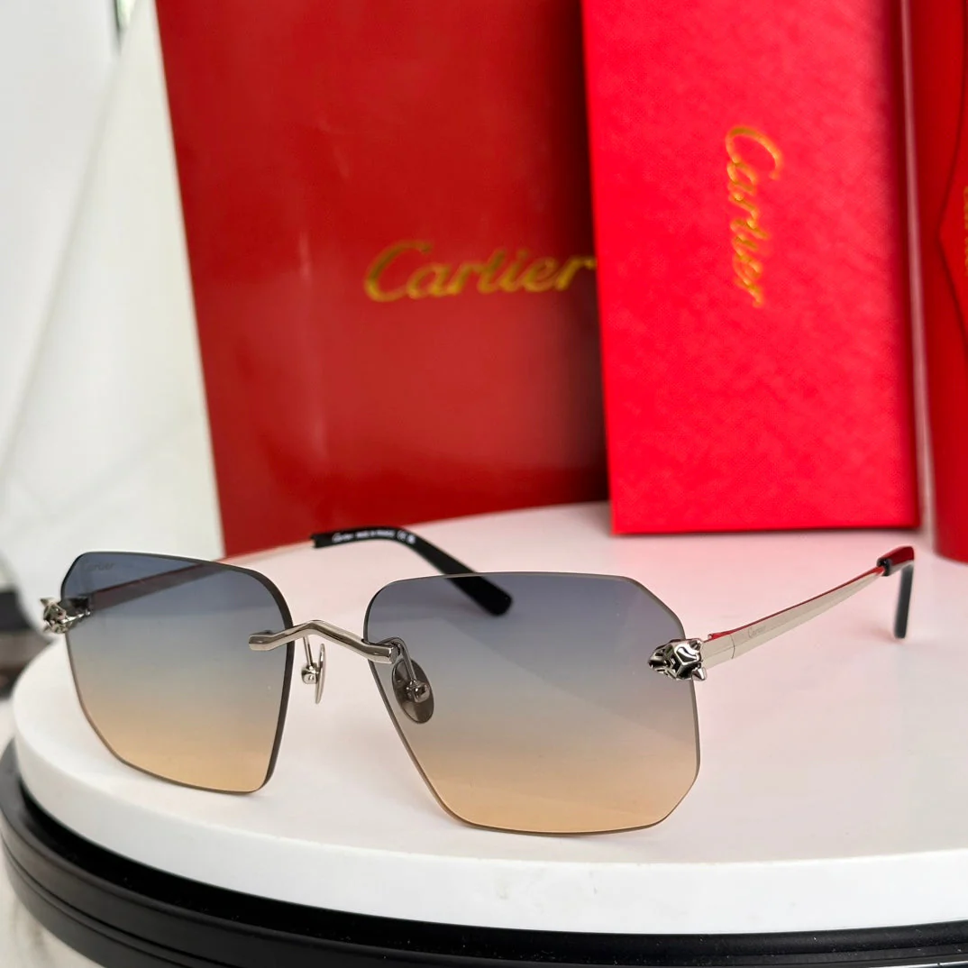 PANTHÈRE RIMLESS SQUARE FRAME SUNGLASSES CT0503S IN METAL