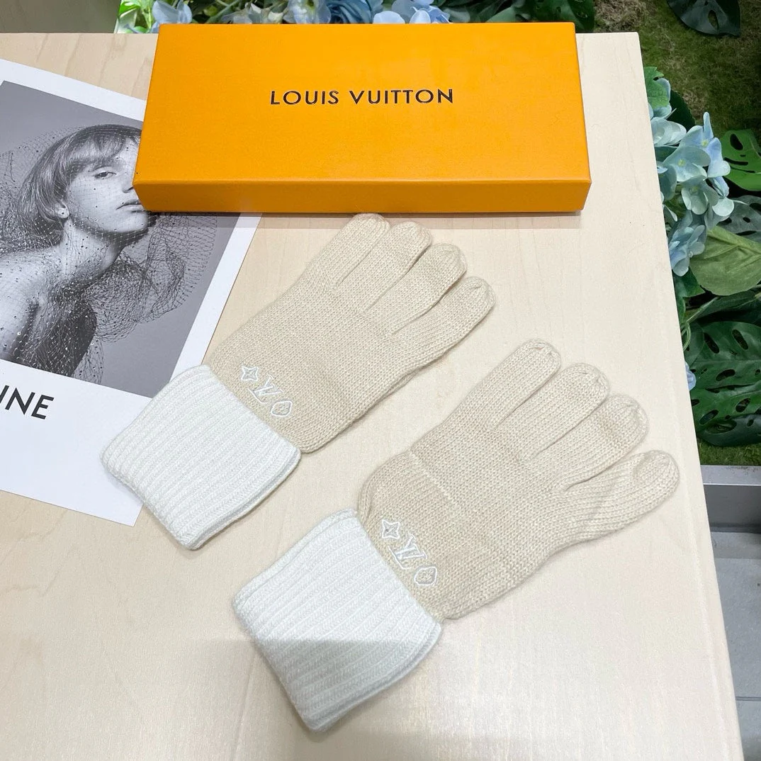 GLOVES IN BEIGE CREAM MIX WHITE WOOL 458547
