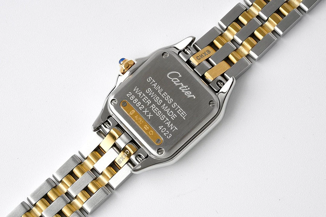 PANTHERE DE CARTIE 22MM QUARTZ GOLD STEEL WHITE DIAL