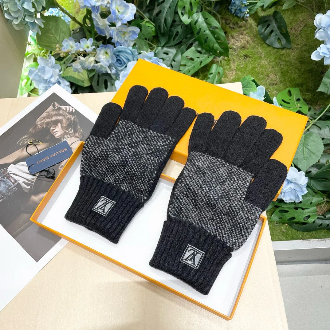 LV GLOVES IN BLACK WOOL 462428