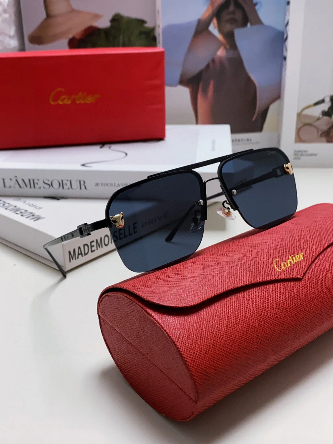 PANTHÈRE SQUARE FRAME SUNGLASSES 543534 IN METAL