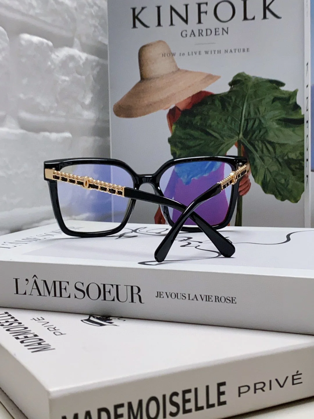 SQUARE SUNGLASSES 632882 IN BLACK ACETATE CLEAR LENSES