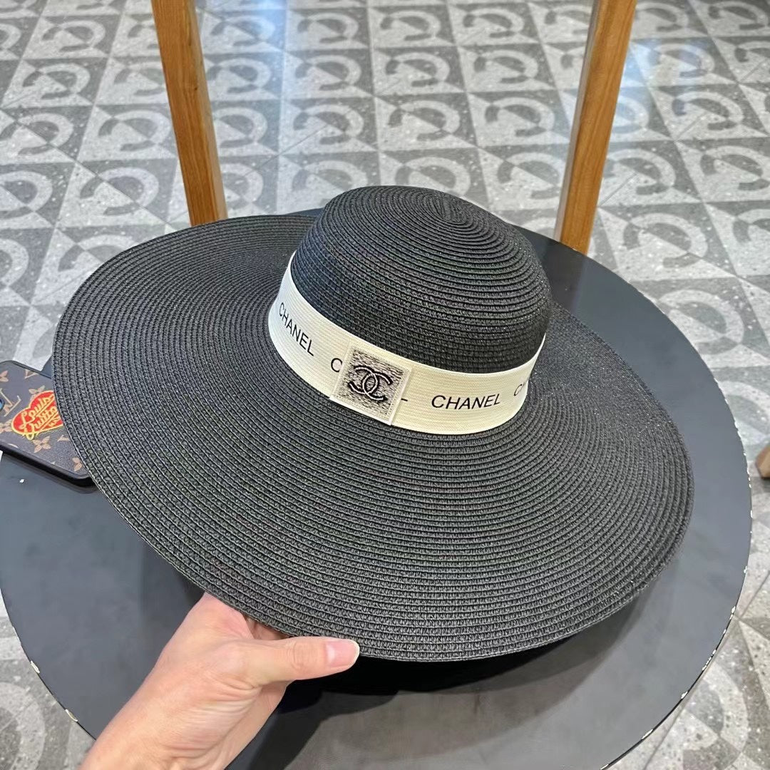 WIDE BRIM STRAW HAT BLACK 672709