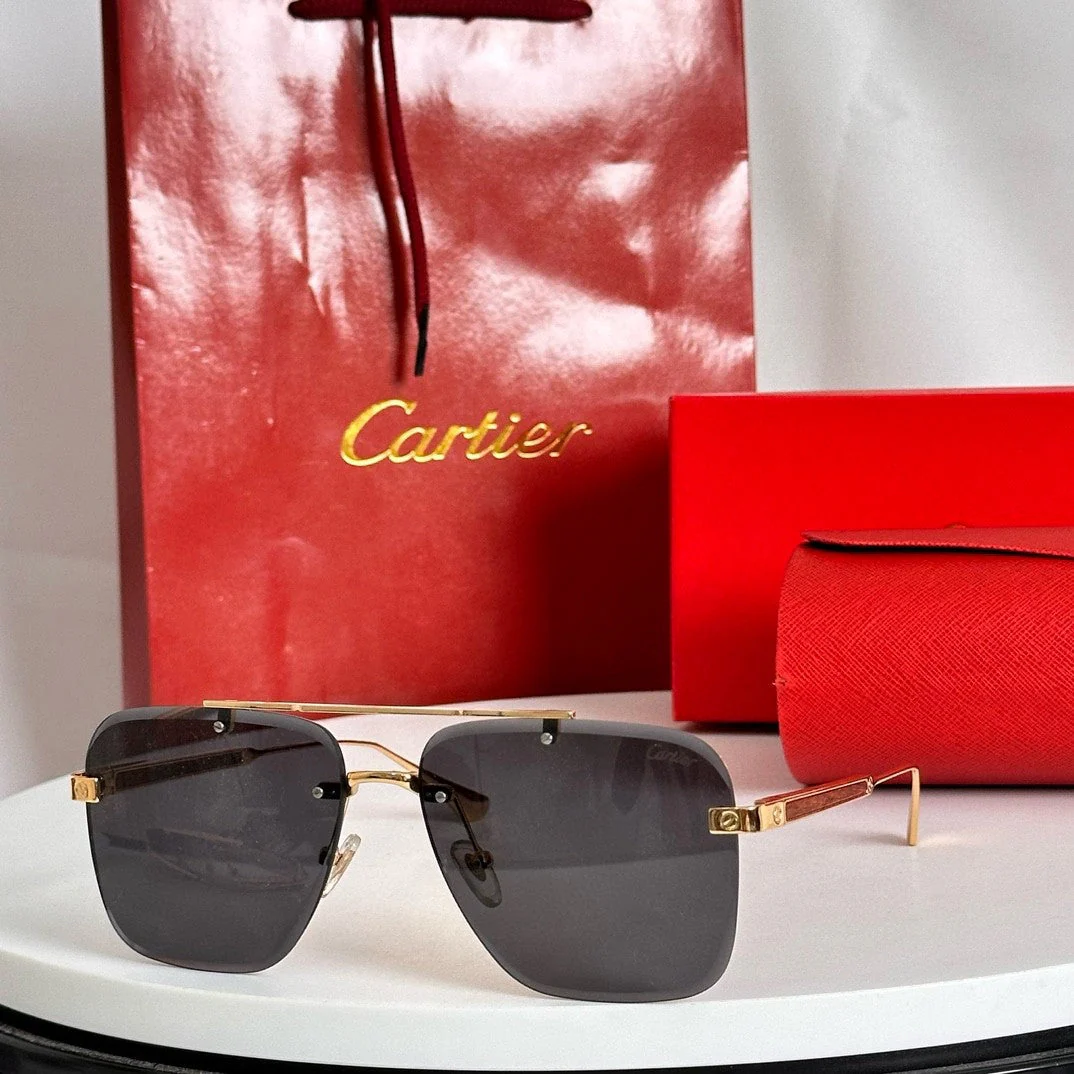SANTOS SQUARE FRAME SUNGLASSES 524492 IN METAL AND WOODEN