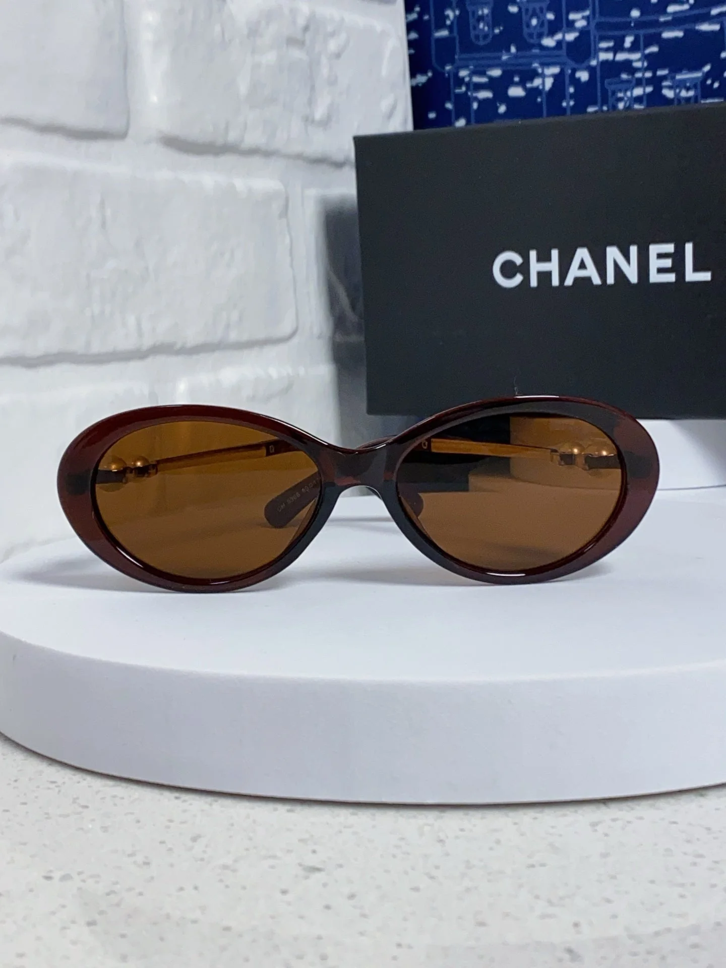 OVAL SUNGLASSES 640342 IN BROWN CLEAR ACETATE METAL FRAME