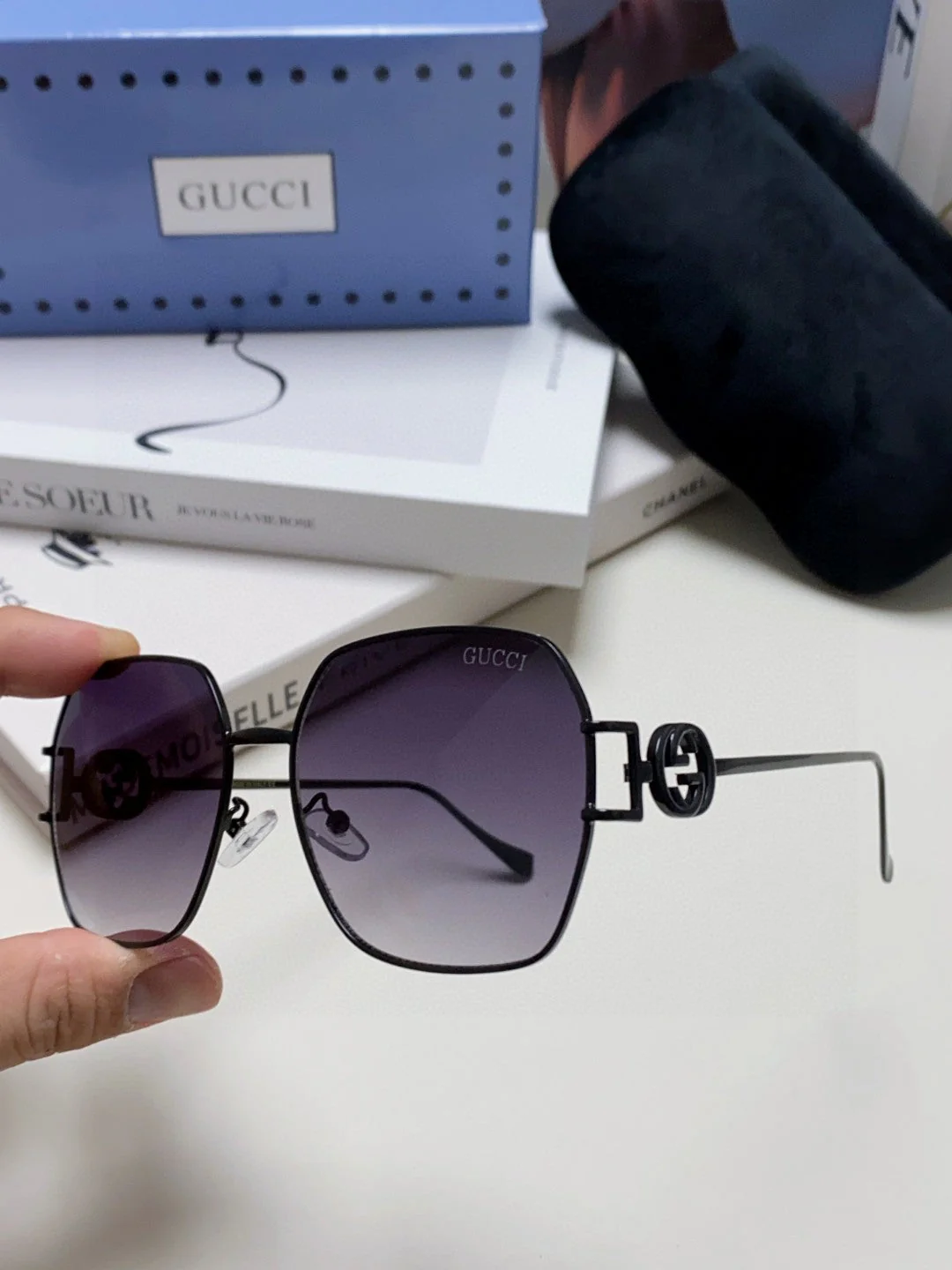 SQUARE FRAME SUNGLASSES 570217 IN METAL