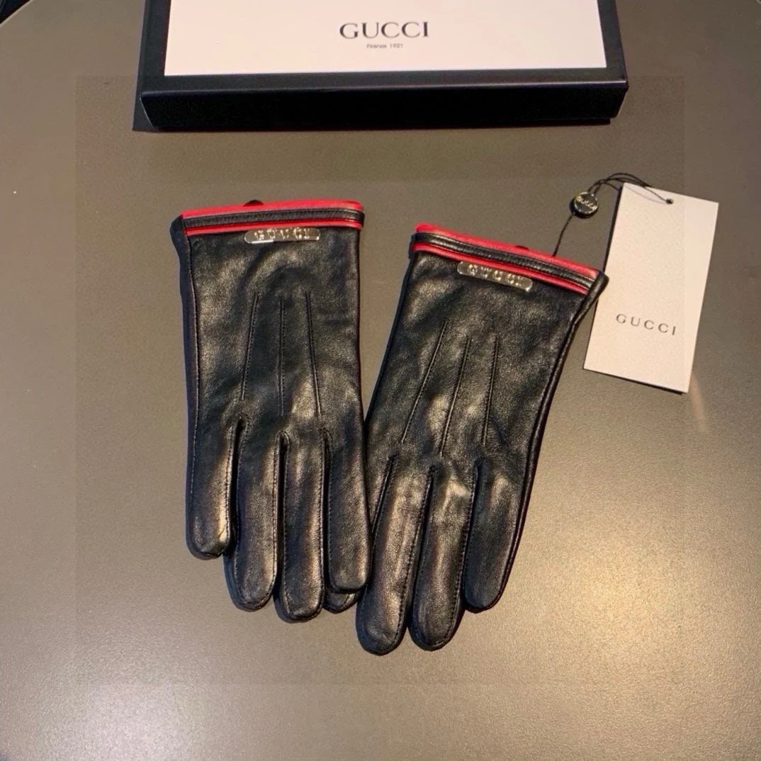 GLOVES IN BLACK MIX RED LAMBSKIN AND LAMB FUR LINING 467970