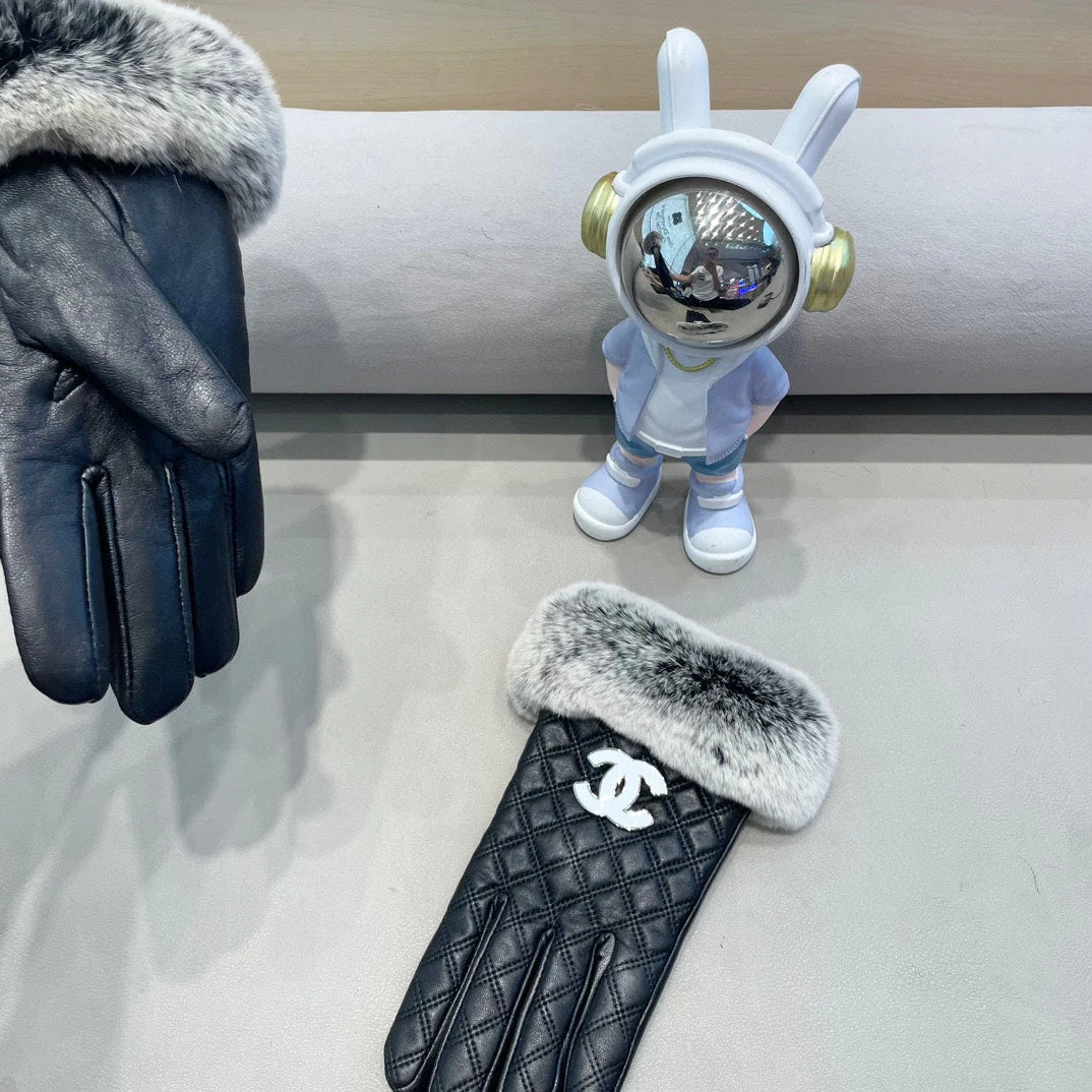 GLOVES IN BLACK LAMBSKIN WITH RABBIT FUR 463793