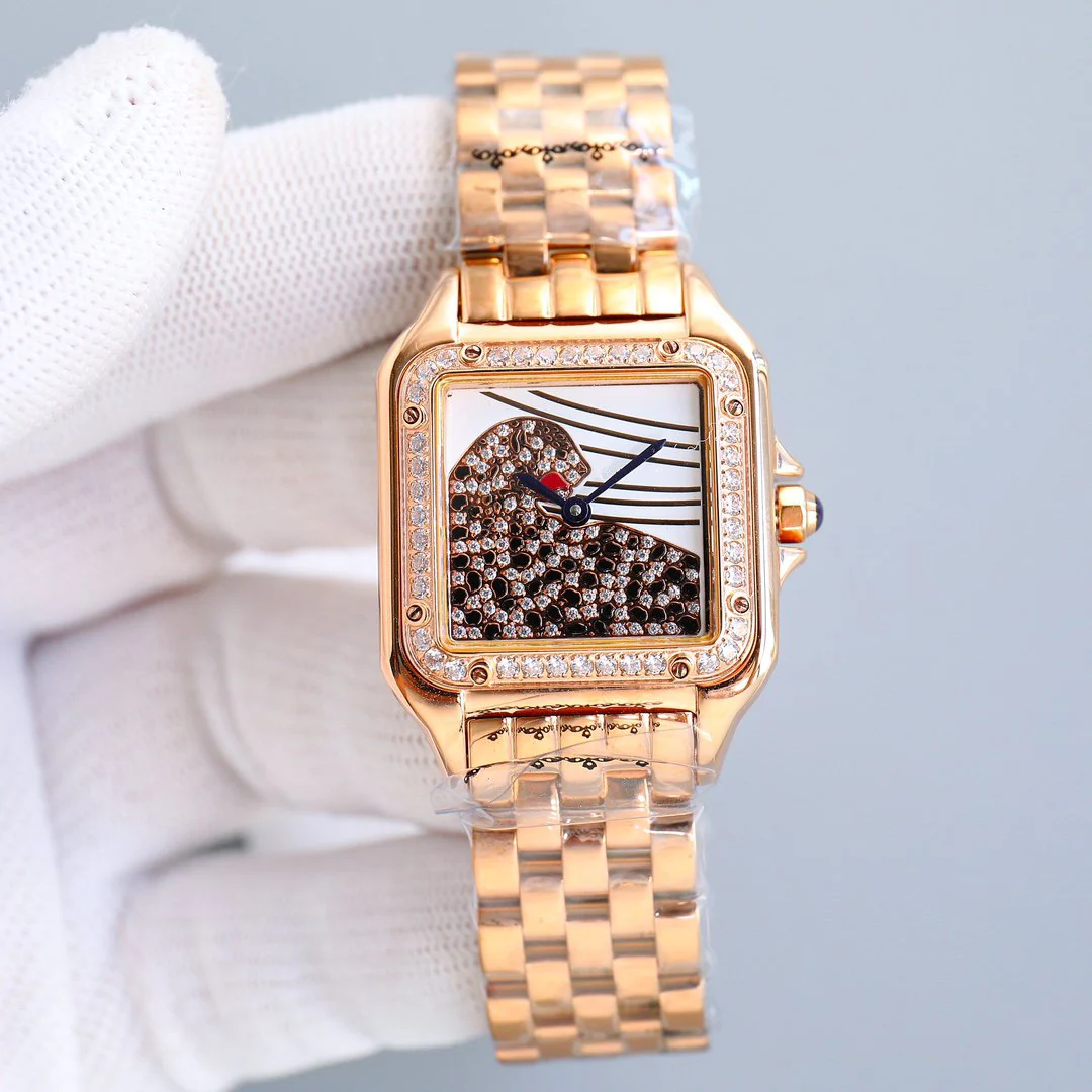 PANTHERE 27MM PINK GOLD CASE DIAMOND BEZEL DIAMOND DIAL