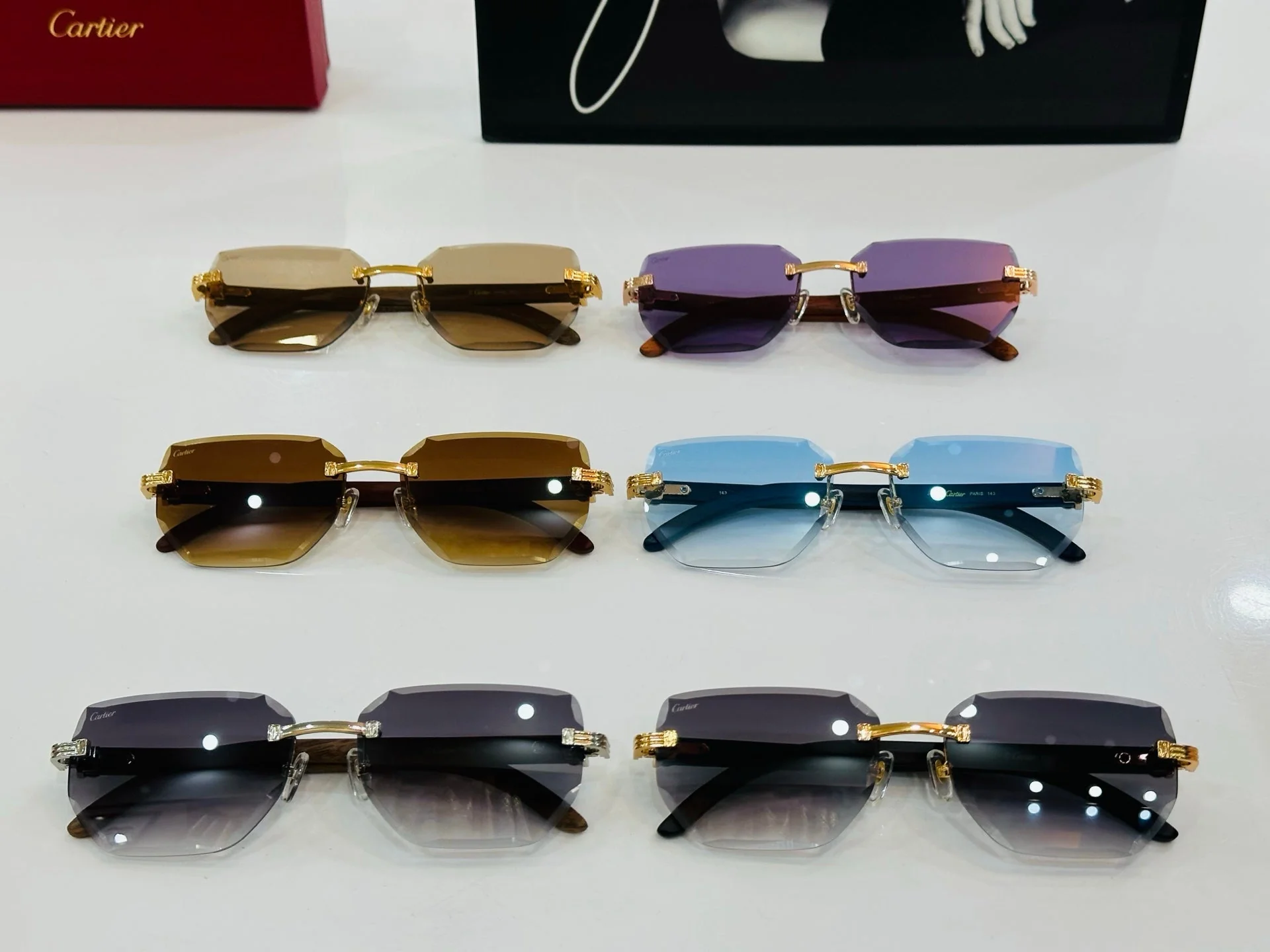 PREMIÈRE RECTANGULAR FRAME SUNGLASSES CT0620S IN METAL AND WOODEN