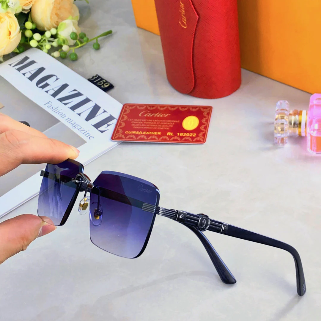 PREMIÈRE RIMLESS RECTANGULAR FRAME SUNGLASSES 575701 IN METAL