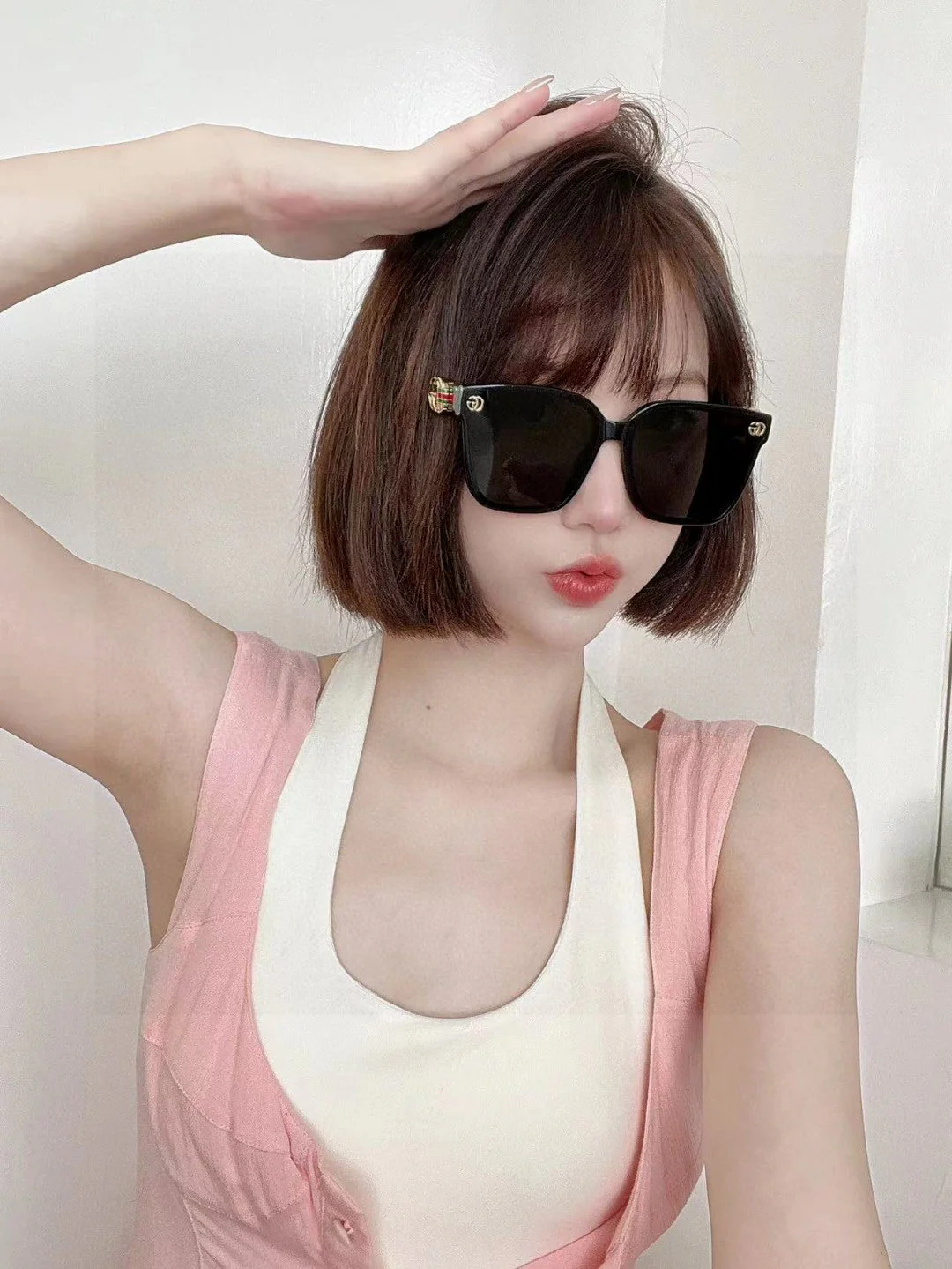 EMBOSSED LOGO BUTTERFLY FRAME SUNGLASSES 576876 IN ACETATE