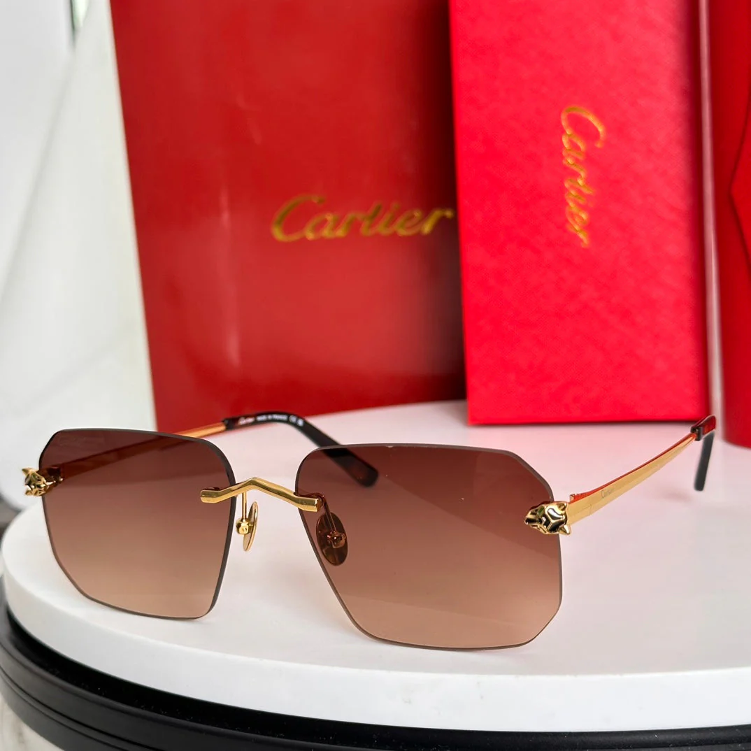 PANTHÈRE RIMLESS SQUARE FRAME SUNGLASSES CT0503S IN METAL