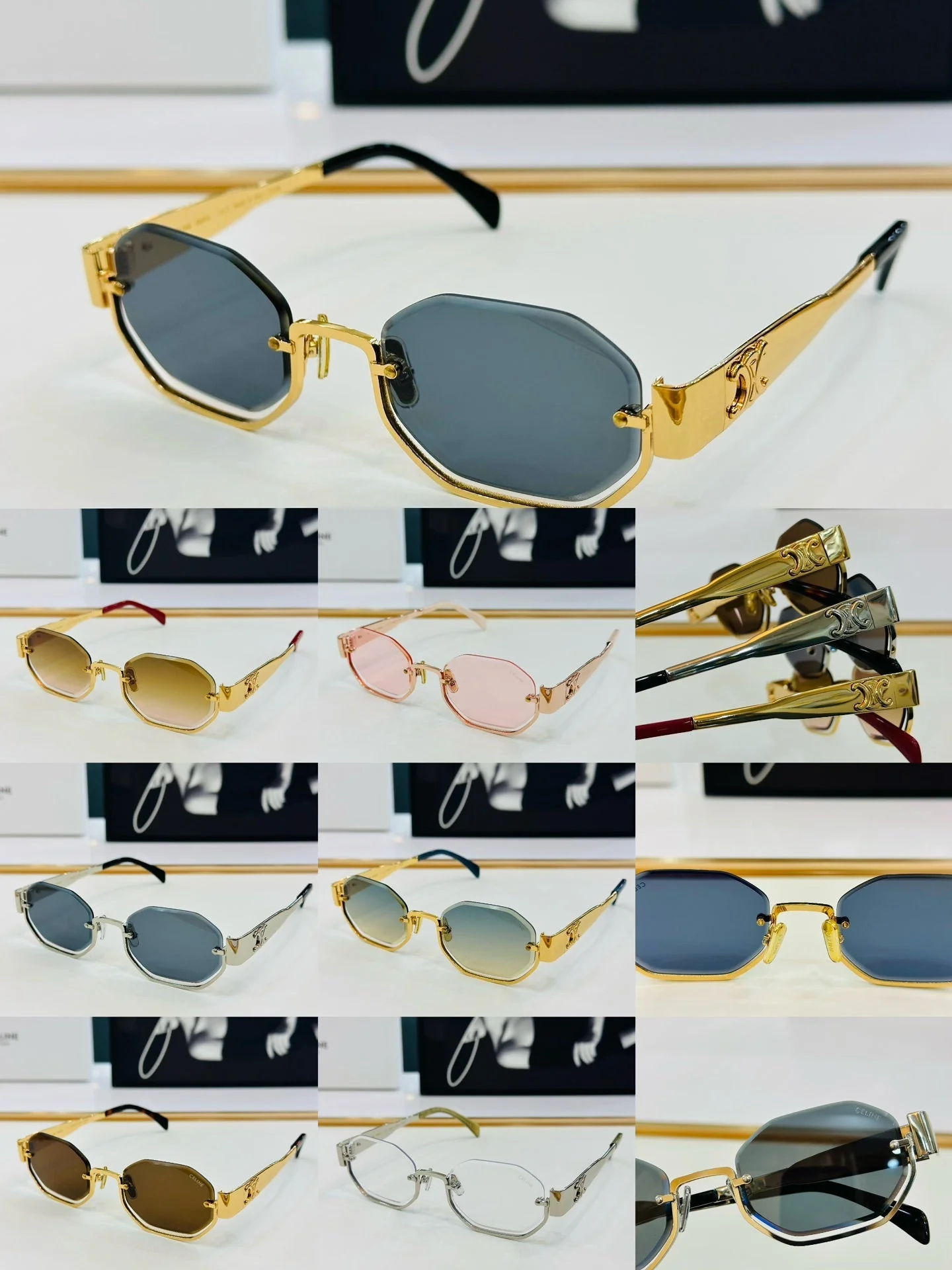 TRIOMPHE SEMI-RIMLESS SUNGLASS CL42118 IN METAL