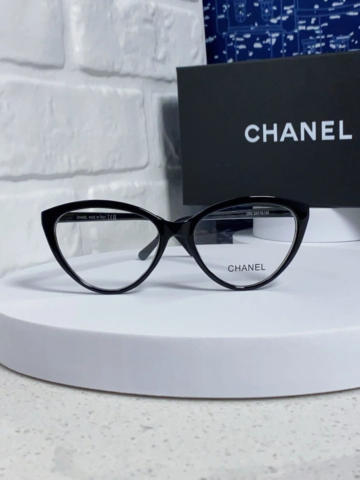 CAT EYE SUNGLASSES CH3393 IN BLACK ACETATE CLEAR LENSES