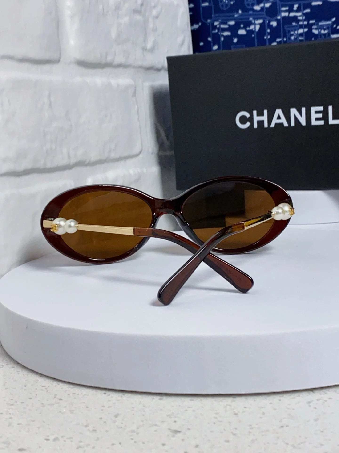 OVAL SUNGLASSES 640342 IN BROWN CLEAR ACETATE METAL FRAME