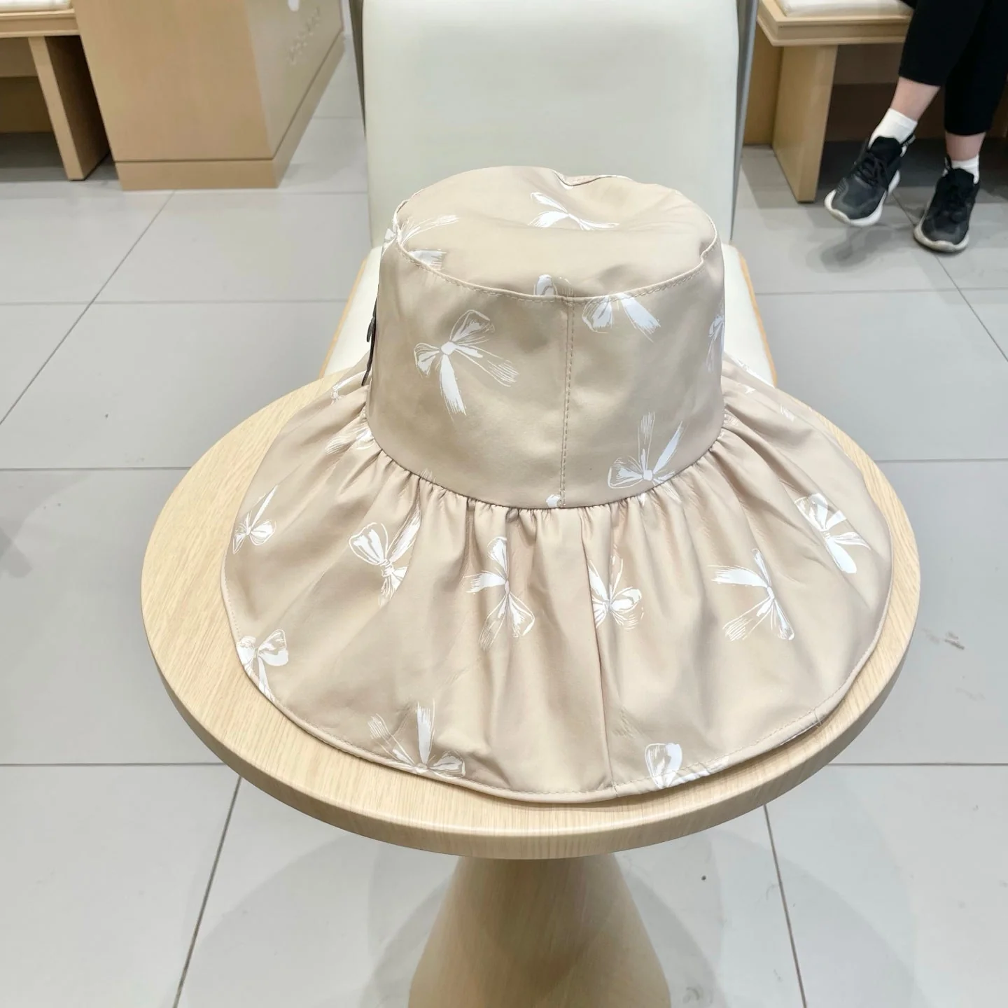 CELINE 25S BUCKET BOW HAT 733403 IN BEIGE