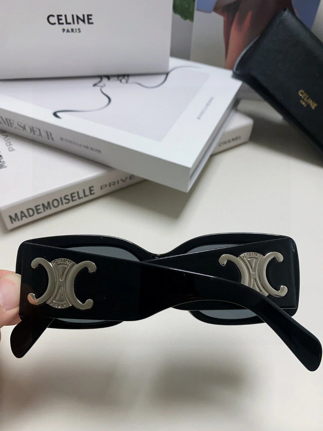 TRIOMPHE SUNGLASSES 548601 IN BLACK ACETATE SILVER LOGO