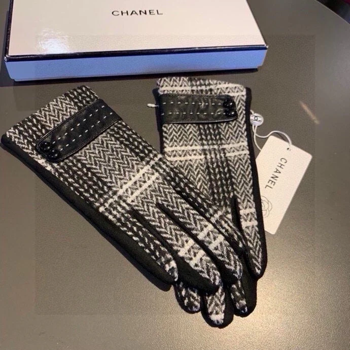 GLOVES IN BLACK MIX WHITE WOOL 429245