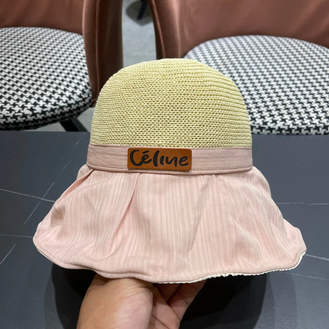 WIDE BRIM HAT MODEL 651947 IN PINK MESH FABRIC