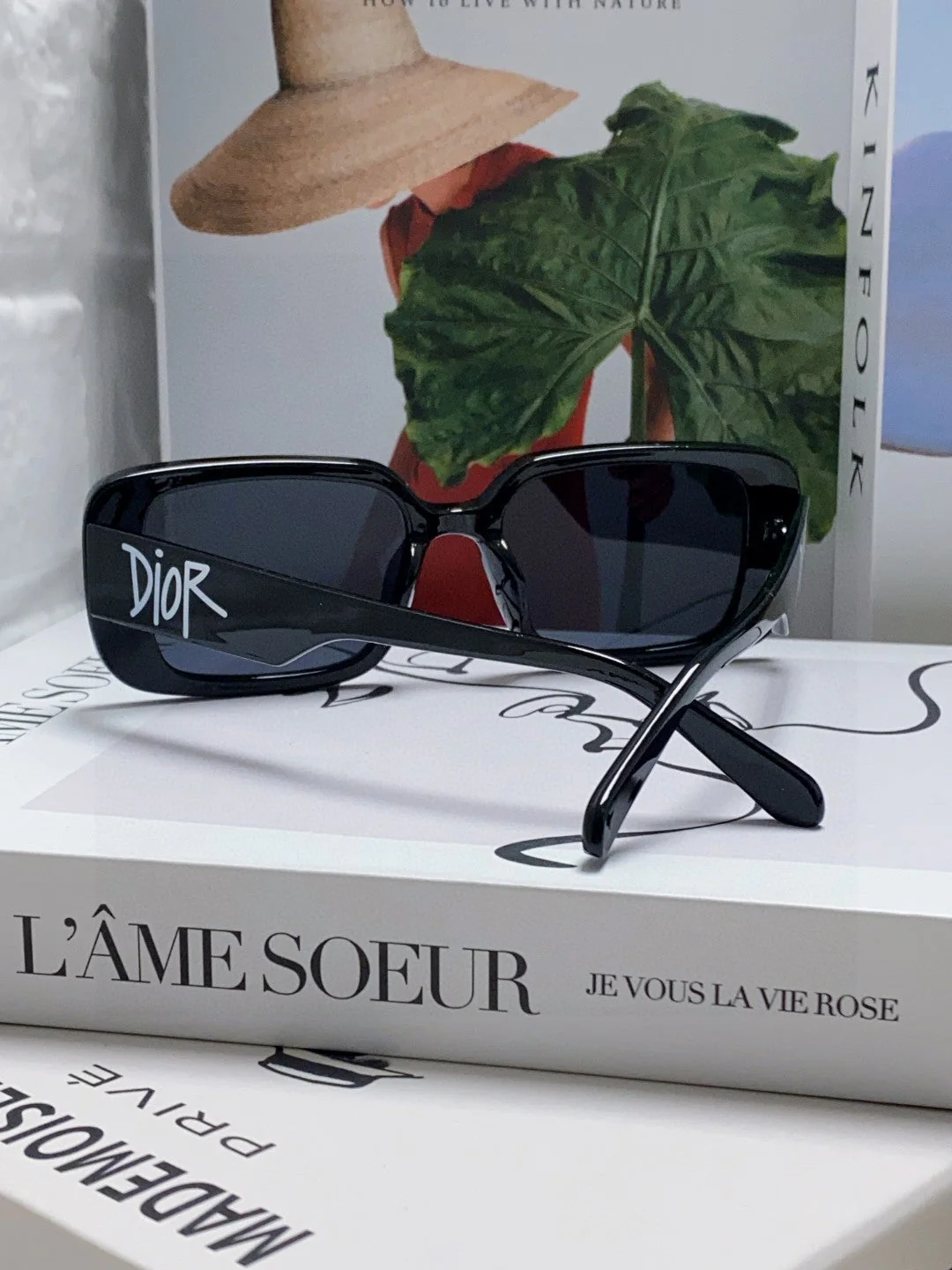MONTAIGNE SUNGLASS 571596 IN BLACK ACETATE TEXT LOGO