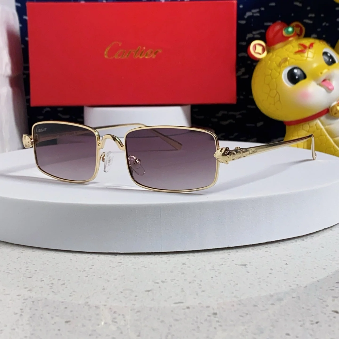 PANTHÈRE RECTANGULAR FRAME SUNGLASSES CT0473S IN METAL