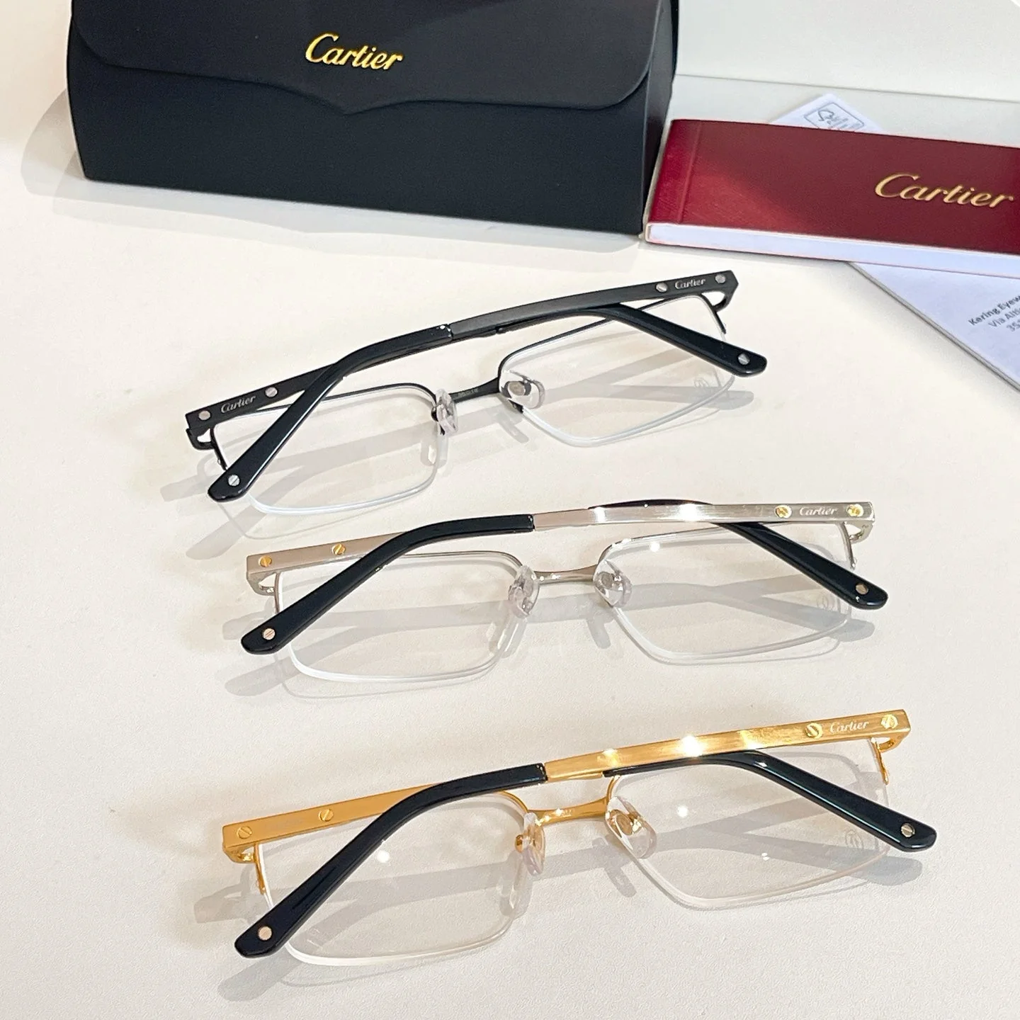 SANTOSSEMI RIMLESS RECTANGULAR FRAME SUNGLASSES CT0554O IN METAL