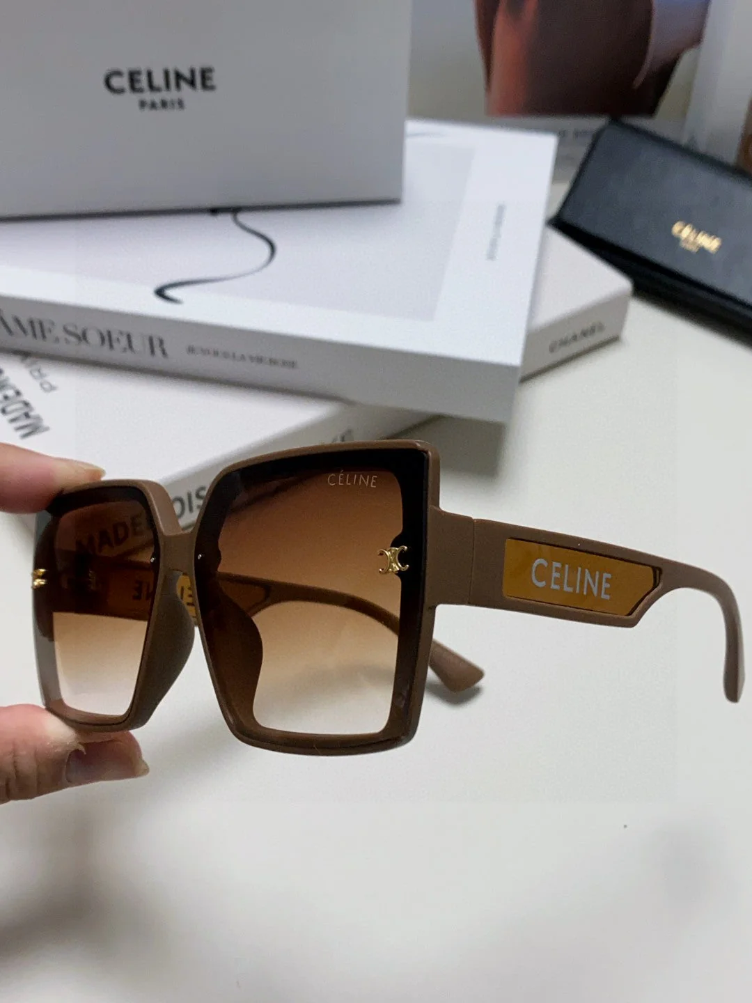 TRIOMPHE SUNGLASSES 573254 IN CAMEL ACETATE