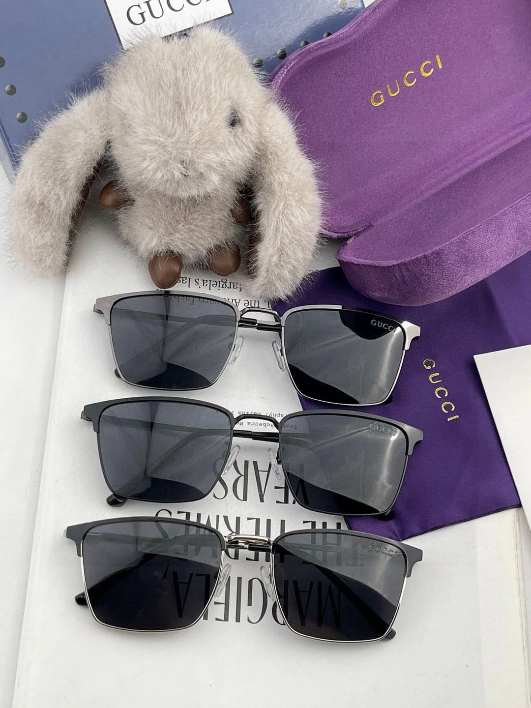 RECTANGULAR FRAME SUNGLASSES G3370 IN ACETATE AND METAL