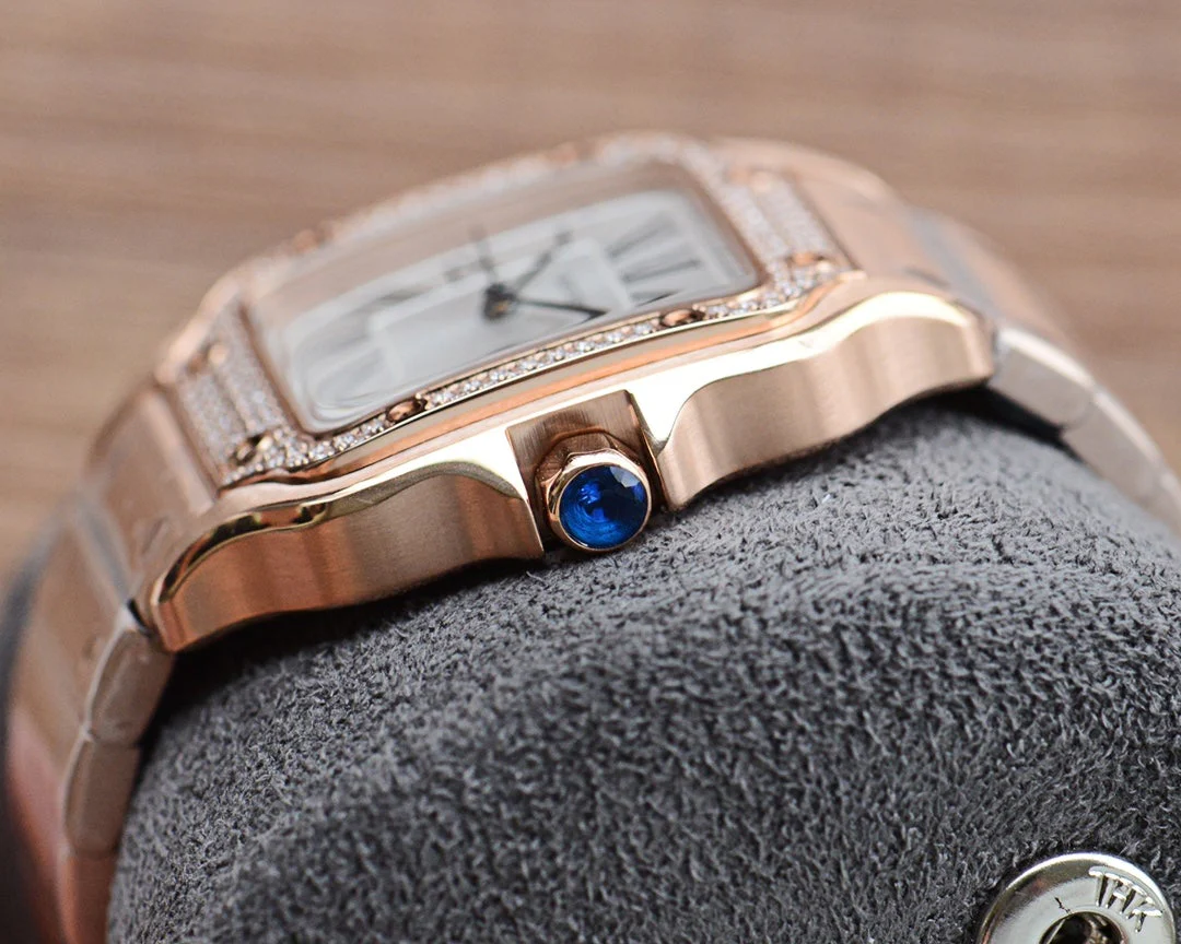 SANTOS LADY 35MM QUARTZ 35MM ROSE GOLD DIAMOND