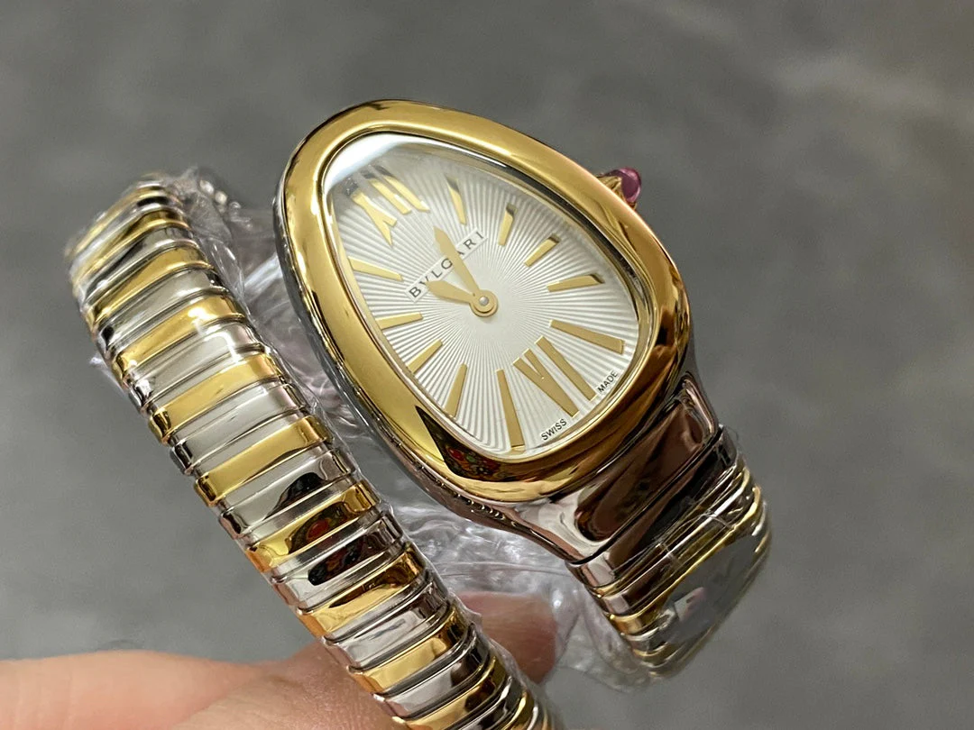 SERPENTI SPIGA GOLD SILVER CERAMIC WHITE DIAL